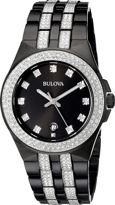 bulova stainless steel crystal watch and necklace box set|Bulova Watch with swarovski crystals.